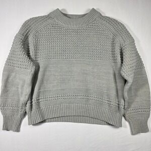 Universal‎ Thread XXL Light Gray Textured Mixed Stitch Raglan Crew Neck Sweater